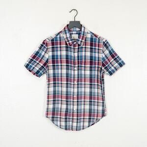 BAND OF OUTSIDERS Short Sleeve Button Down Plaid cotton size S